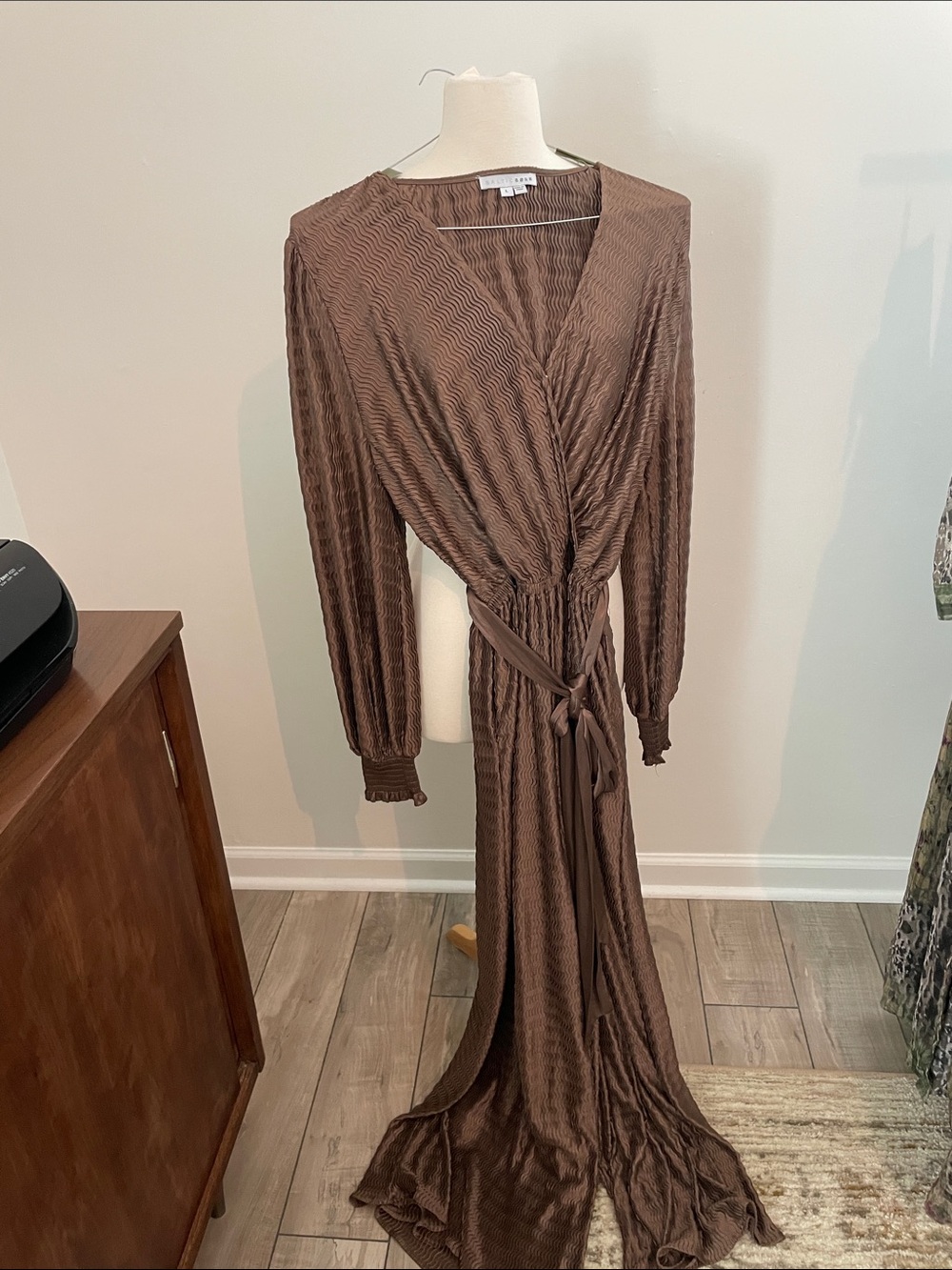 Brown jump suit with Tie Waist